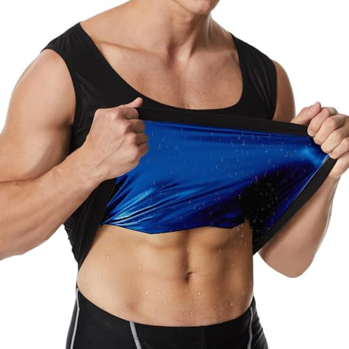 Everfion Chemise de sauna pour homme, Noir (intérieur bleu), X-Large