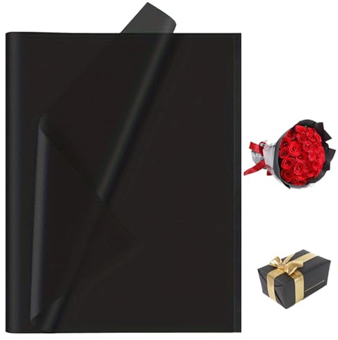 72 Blatt Seidenpapier Schwarz, 50 X 70cm Geschenkpapier Schwarz, Seidenpapier Verpackungsmaterial, Packseide, Seidenpapier Schwarz für Füllmaterial Geschenk, Blumenstrauß-Verpackung, Pompon-Verpackun