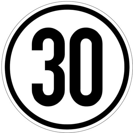 Geschwindigkeitsaufkleber Foliem Aufkleber km/h Geschwindigkeitsschild Ø20 cm (30 km/h)
