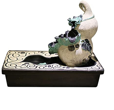 Fontaine d’Intérieur Fontaine d'intérieur à plusieurs étages – Fontaine d'eau créative en forme de gourde porte-bonheur, cascade Feng Shui Zen et fontaines de table avec son d'eau apaisante Fontaine d