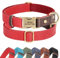 Didog Personalised PU Leather Dog Collar, Soft Durable Custom Dog Collars, Adjustable Christmas Dog Collar with Name Plate and Quick Released Metal Buckle for Small Medium Large Dogs, Red, S