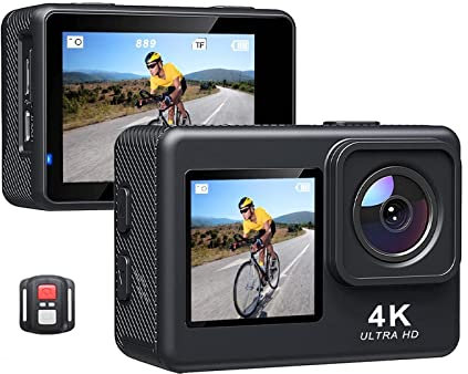 Action Camera with Image Stabilization, 60fps 4K Action Camera 16MP 2.0 Inch LCD EIS 4x Zoom Video Shooting 30m Waterproof Go Sports Helmet Pro Cam High Frame Rate Stable performance(With 32G SD Card)