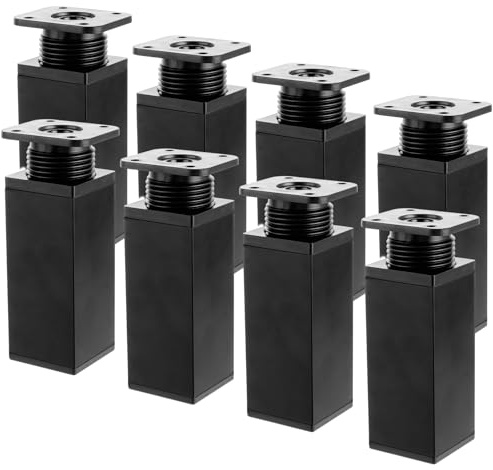 AKOLAFE 8 Stück Möbelfüße Verstellbar 10 cm Hoch Möbelfüße Schwarz Metall Möbelfüsse Höhenversteller 20mm Schwerlast 30kg Füße für Möbel Schrankfüsse mit Schrauben für Sofa, Schreibtisch, TV Schrank