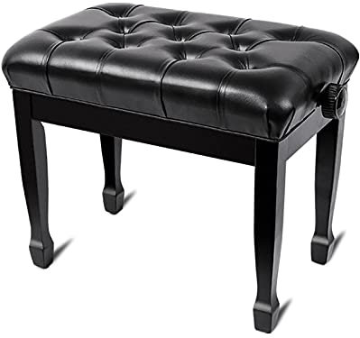 CAFIEDR Klavierbank für eine Person, höhenverstellbar, Klavierhocker, 55 x 34 x 47–57 cm, Schwarz, Mahagoni(Black 1)