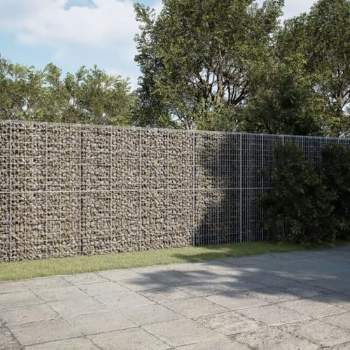 Homgoday Panier de gabion avec couverture 500 x 50 x 200 cm en fer galvanisé, décor de meubles de jardinière d'extérieur, gabion planteur en pierre de gabion