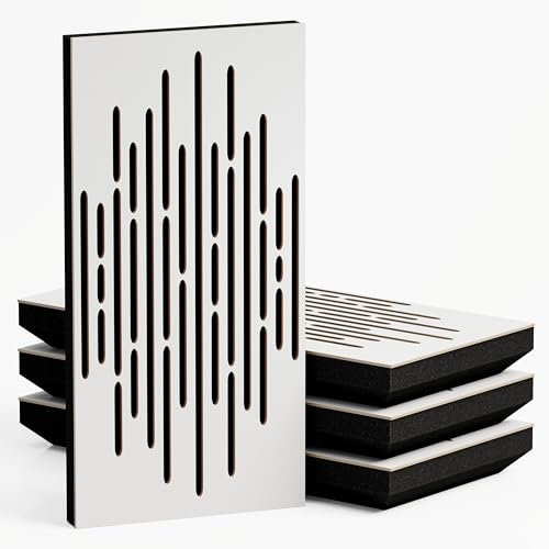 4 Stück – schmale Schallabsorption, diffuse Akustikplatte, 50 x 25 cm, Absorption – Diffusion – Reflexion – Schalldämmung | Modellstärke – Farbe: (Wave-33 mm | Weiß)