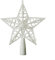 URPIZY Well Weihnachtsbaumspitze, weiß, glitzernd, hohl, Metall-Stern, Baumspitze für Weihnachtsbaumschmuck, Heimdekoration (14 cm hohler Baumspitzenstern)
