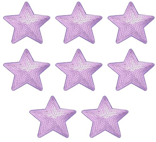 sourcing map 8 toppe termoadesive ricamate a forma di stella, con paillettes, colore viola, per vestiti, fai da te, borse, pantaloni
