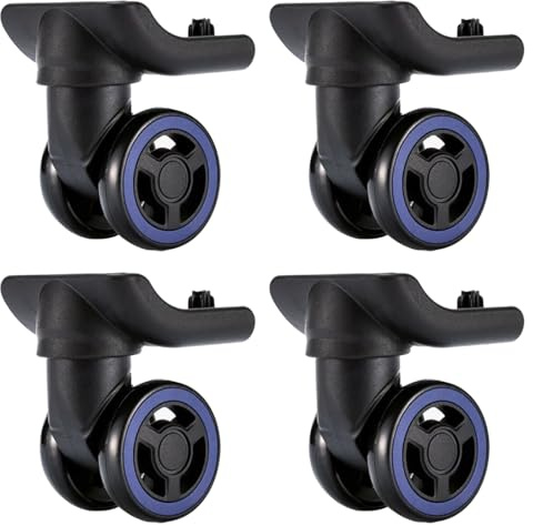 FiTspi 4 x Gepäckrollen, geräuschdämpfend, 360° Spinnrollen, Universal-Ersatzräder für Koffer, Schwarz , 360° drehbare Rollen