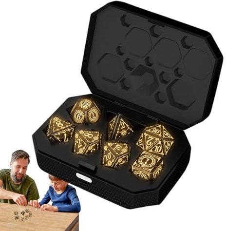 Set di dadi luminosi poliedrici grandi per giochi di ruolo, si illuminano al buio, 7 pezzi di dadi LED ricaricabili con custodia di ricarica, splendidi effetti luminosi, ideali per collezionisti e