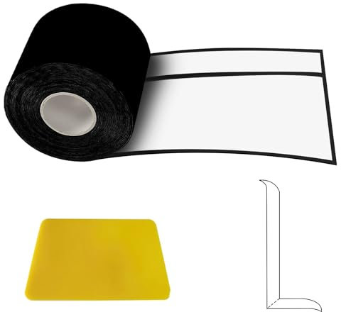 Plinthe souple autocollante 50 x 20 mm 6 m en PVC flexible autocollant pour cuisine, salle de bain et salle de bain Noir