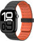 Astorgos Correa Magnética Compatible con Apple Watch Ultra 2/Ultra 49mm,S10 46mm,9/8/7 45mm,SE2/SE/6/5/4 44mm,3/2/1 42mm,Correa de Silicona Ajustable,Pulsera Deportiva, Negro/Naranja