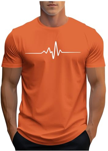 Tee Shirt Homme Sport Tshirt à Manches Courtes T-Shirts Ete Imprimé Teeshirt Col Rond Haut D'Été Streetwear Grande Taille Fin Cut Top Coton Délavé Habit Casaul Vêtements
