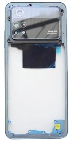 Middle Frame Front Frame Bezel Middle Housing Chassis + Camera Lens + Volume Buttons Smartphone Parts For Xiaomi Poco M4 Pro 4G - Blue
