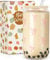 Verres à boire avec couvercle et ruban rose paille Verres à café glacé Tasses en verre de 500 ml pour café glacé, thé à bulles ou cocktails