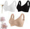 GOOEIC Super Firming Bra | Wire-Free Push-Up Bra No More Sagging Breasts, Women's Ribbed Push Up Adjustable (3PCS-D,XXL)