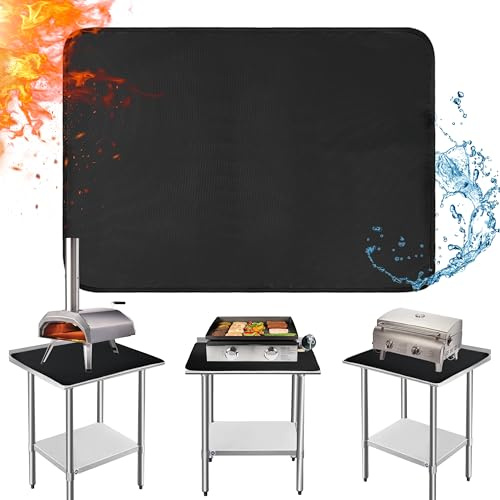 Khongoo Feuerfeste Unterlage Grill, Hitzeschutzmatte für Holzkohle und Gasgrill zum Schutz von Tischen im Freien Brandschutzmatte, Leicht zu Reinigende Hitzebeständige Unterlage, (Schwarz, 60x60cm)