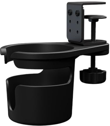 Portavasos giratorio de escritorio - Soporte para bebidas con abrazadera, anticaída | Sujeción firme que evita derrames durante el trabajo, ideal para el borde de la mesa. Clip compacto para tazas, id