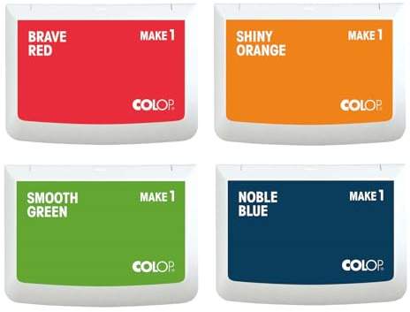 COLOP MAKE 1 Stempelkissen-Set basic colours, 4 Stück mit je 50 x 90 mm, Stempelkissen für traditionelle Handstempel und Kreativstempel