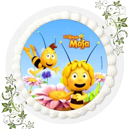 Für den Geburtstag ein Tortenbild Zuckerbild mit Motiv Essbares Foto für Torten Tortenbild Tortenaufleger Ø 20cm FONDANT gebrauchsfertig Motive: Biene Maja Nr. Q 228