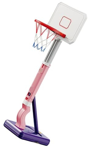 Asixxsix Schwimmbad-Basketballkorb, Höhenverstellbar mit Aufblasbaren Wasserreifen für den Innen- und Außenbereich (Rosa 5577‑37B)