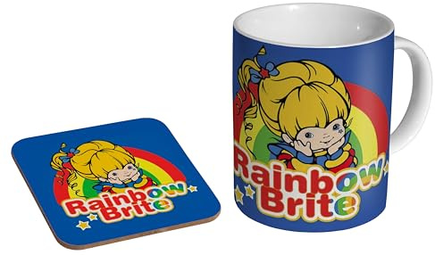 mugmart Rainbow Brite Classic Cartoon - Ceramic Coffee Mug + Coaster Gift Set - 80s Cartoon Classic