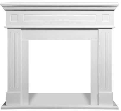 Cornice per camino rivestimento in legno L110xP36xH100 Cambridge Bianco