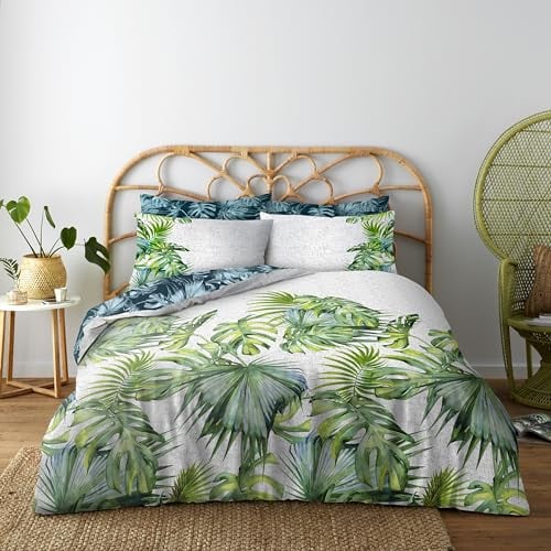 GC GAVENO CAVAILIA Tropical Leaf Duvet Cover Single, Soft & Cosy Bedding Set, Poly Cotton Reversible Comforter Set, Multi