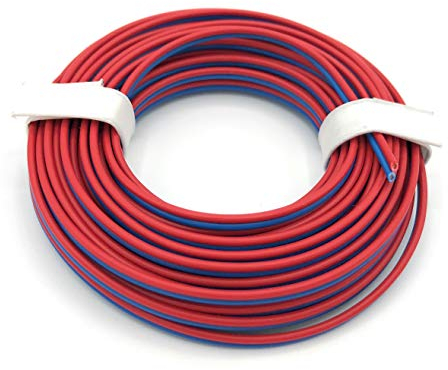 BELI-BECO L2218/5 Kabel - Kupferlitze 2 x 0,14 mm² (1x18x0,10 mm) - Zwillingsleitung - 2-adrig - 5 m Ring (Rot-Blau)