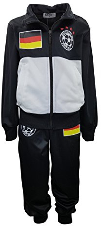 Sports Jungen Trainingsanzug Deutschland, in Schwarz/Weiß, Gr. 104, JF056.4