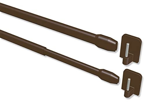 Interdeco Vitragestangen mit Klebehaken/Scheibenstangen Braun (2 Stück), ausziehbar 50-80 cm