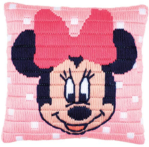 Vervaco Spannstichkissen Disney Minnie Mouse, Stickbild vorgezeichnet Spannstichpackung, vorbezeichnet, Baumwolle, Mehrfarbig, 25 x 25 x 0,3 cm, 25.0 x 25.0 x 0,3 cm
