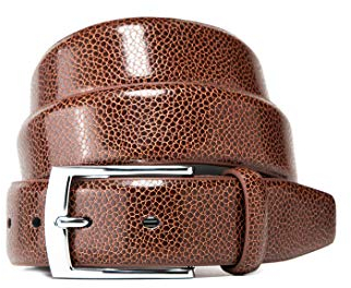 Vincenzo Boretti Herren-Gürtel mit silberfarbener Dornschließe, Schlangenleder-Prägung, 35 mm Breite cognac 95 cm