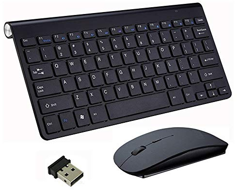 Wireless Keyboard & Mouse, Portable Wireless Keyboards and Mouse Combo 2.4G Full-size Quiet DPI Adjustable Mouse for Windows, Mac OS, Laptop Smart TV-UK Layout (Black)