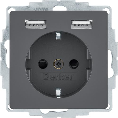 Berker Steckdose SCHUKO/USB, Q.1/3/7/9 anthrazi 48036086