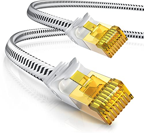 CSL - 3m CAT 7 Netzwerkkabel Flach und Dünn - Lan Kabel für 10 Gigabit High Speed, Internetkabel, Flachbandkabel, Verlegekabel - 10 Gbps Cat.7 RJ45 Kabel für Switch Router Modem PC, 3 Meter Weiss