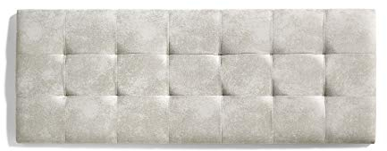 ECCOX - Capitone Bett-Kopfteil mit Karomuster, schmutzabweisend, Aquaclean-Stoff, gepolsterter Kopf mit Schaumstoffpolsterung und Rückenverstärkung, Weiß, Granit-Effekt, 152 cm, für 140 cm Betten