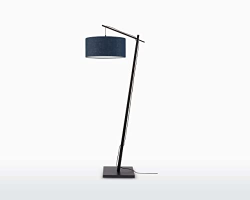 GOOD&MOJO Stehleuchte Andes - Schwarz - 72x47x176cm - Rund - Leinen - Stehlampe Wohnzimmer & Schlafzimmer - Stehlampe modern