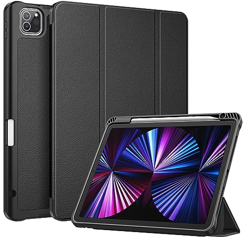 FINTIE EPAQ021 SlimShell Case for iPad Pro 11-inch (4th / 3rd Generation) 2022/2021 - Soft Flexible TPU Stand Back Cover with Pencil Holder, Also Fit iPad Pro 11 inch 2nd / 1st Gen, Black