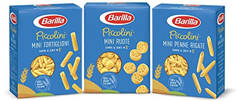 Barilla Pasta Mini Ruote Piccolini + Mini Penne Rigate Piccolini + Mini Tortiglioni Piccolini