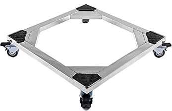 Waschmaschinen Sockel Edelstahl Untergestell Verstellbare Sockel für Kühlschrank mit 4 Räder Universal-Basis Stand für Trockner Geschirrspüler Trolley Antirutschmatte (53 * 53cm)