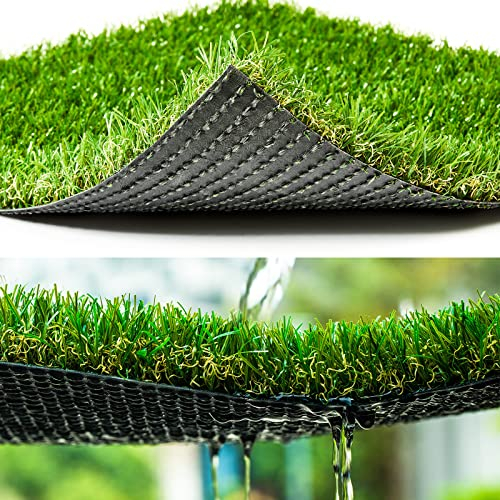 FREADEM Erba sintetica spessa e sintetica, 90 x 1,5 m, tappeto erboso artificiale per cani, con drenaggio, per prato esterno, giardino, patio, paesaggio, balcone, tappetino per animali domestici,