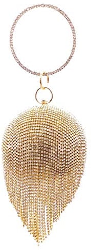 Jywmsc Frauen Runde Ball Kristall Abend Clutch Geldbörse Quaste Hochzeit Handtaschen