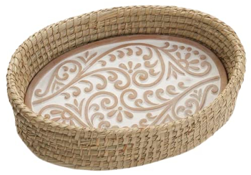 Better World Bio Brotkorb mit Terrakotta-Wärmer, Oval, Natur, Kaisa-Gras, Terrakotta, 31,8 x 21,6 x 8,9 cm