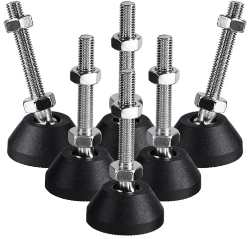Mesee Lot de 6 pieds de meubles pivotants avec filetage M8 réglable pour tables, chaises, armoires, équipements mécaniques et étagères