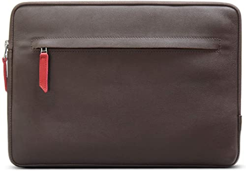 Pack & Smooch Lederhülle kompatibel mit MacBook Pro 14 | Pflanzlich gegerbtes Leder | Farbe Dunkelbraun | Angus