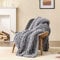 HBlife Chunky Knit Throw Blanket 40X40 Inches, Super Warm Soft Chenille Yarn Cable Knitted Blankets and Throws Boho Giant Cozy Thick Crochet Blanket for Sofa Bed Couch, Storm Grey