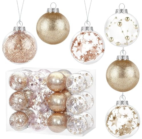 Kesote 24 Palline di Natale Oro Rosa, Decorazioni Albero di Natale, Decorazioni Natalizie, 6CM