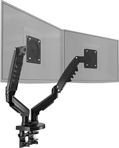 Poppstar Braccio monitor doppio regolabile in altezza per 2 monitor da 17-27 pollici (monitor arm 360° orientabile, rotabile, inclinabile) Supporto monitor per PC, nero