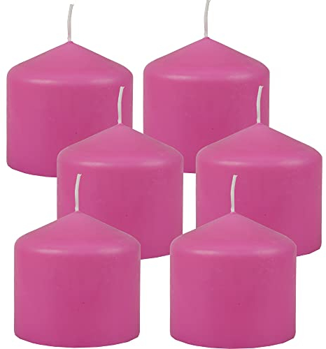 HS Candle Stumpenkerzen Wachskerzen Ø8cm x 8cm (6er Pack) Rose - Lange Brenndauer, Hergestellt in EU, Kerzen Blockkerzen - Wachs Stumpen
